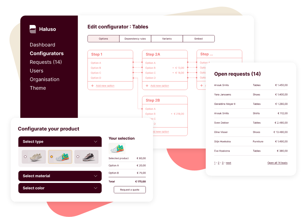 Interactieve offerteconfigurator: opties kiezen met live prijsberekening